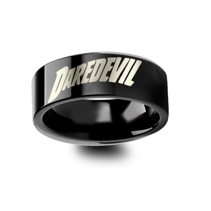 Daredevil Engraved Black Tungsten Wedding Band