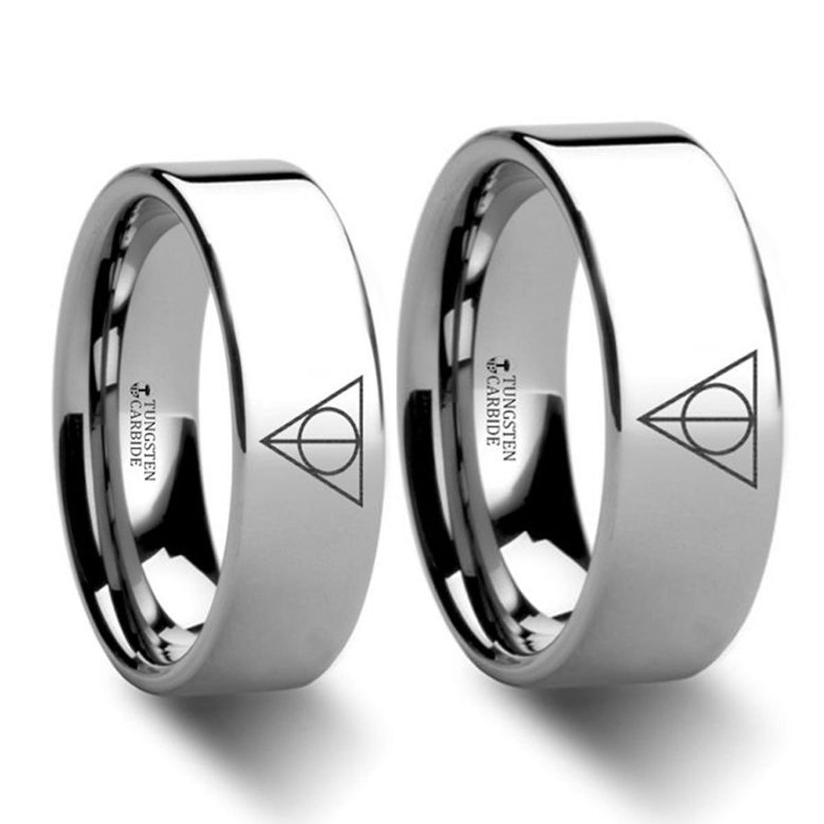 Deathly Hallows Harry Potter Tungsten Couple's Matching Wedding Band Set