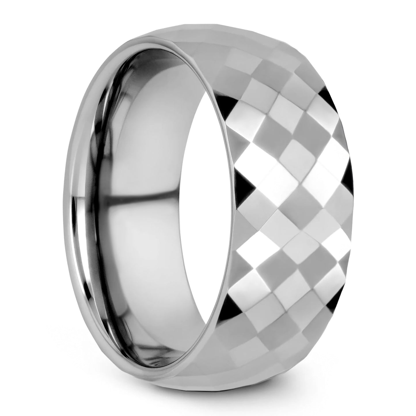 Diamond Faceted Men's Tungsten Wedding Band