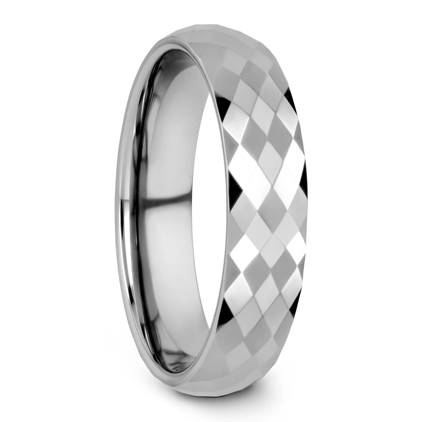 Diamond Faceted Men's Tungsten Wedding Band