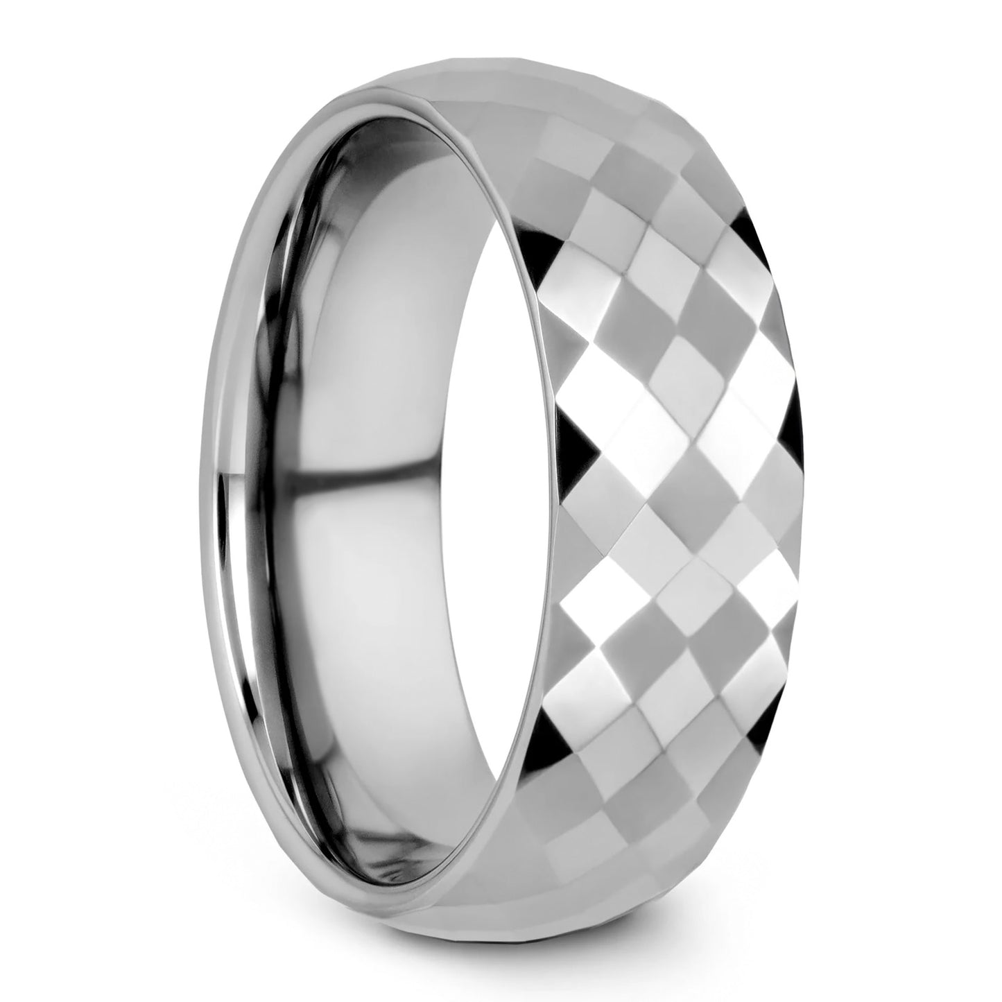 Diamond Faceted Men's Tungsten Wedding Band