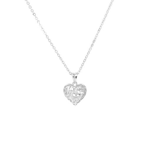 A diamond shape simulated diamond necklace displayed on a neutral white background.