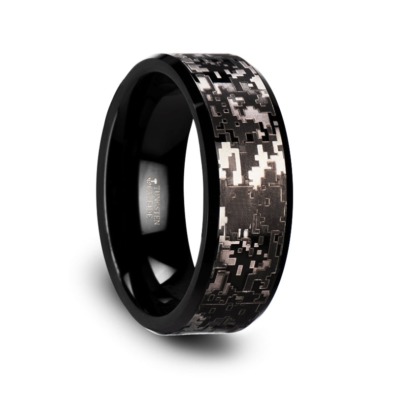 Digital Camouflage Black Tungsten Men's Wedding Band