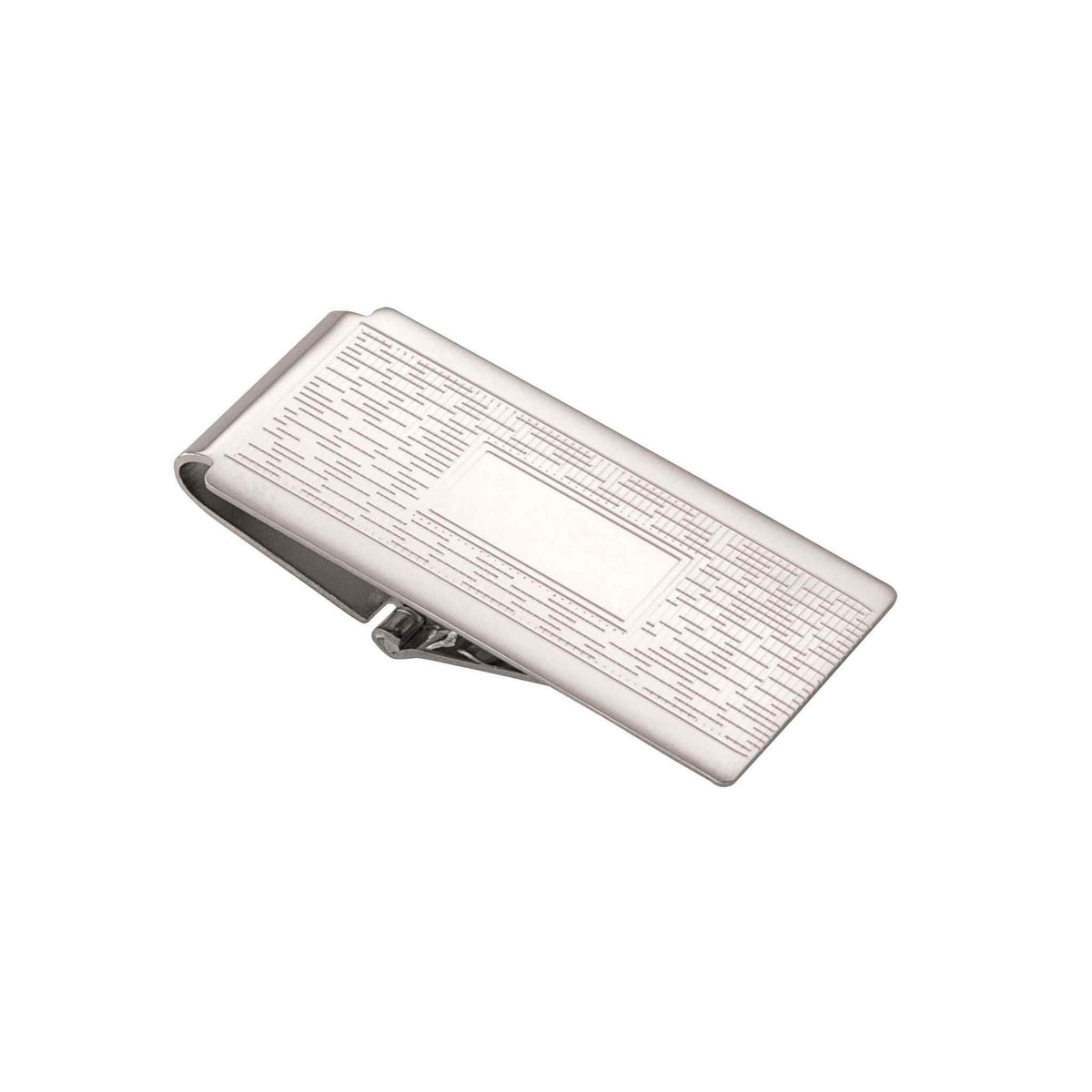 A hinged money clip displayed on a neutral white background.