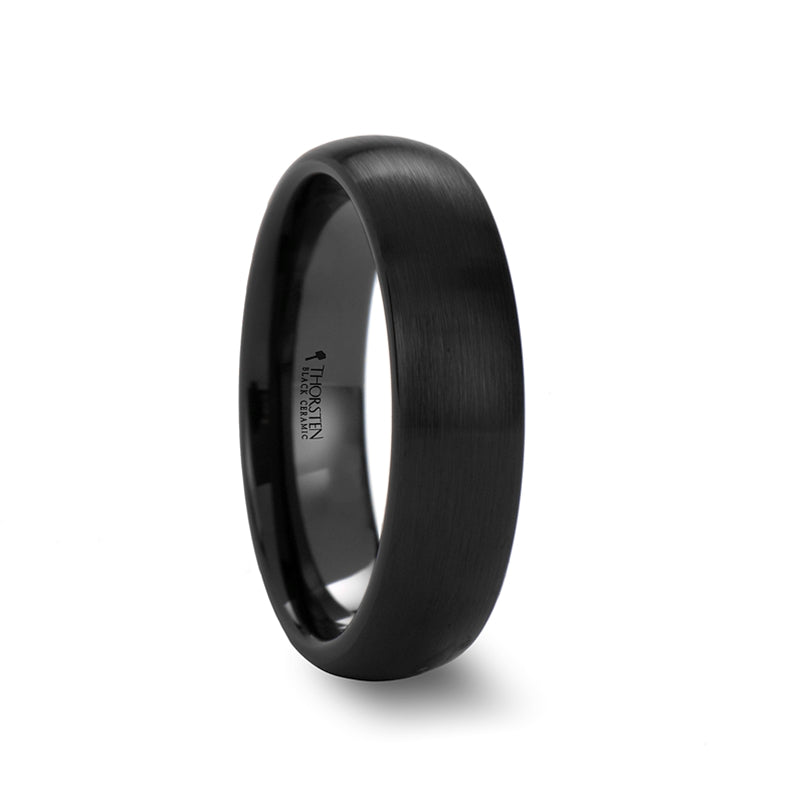Matte Brushed Black Ceramic Wedding Band