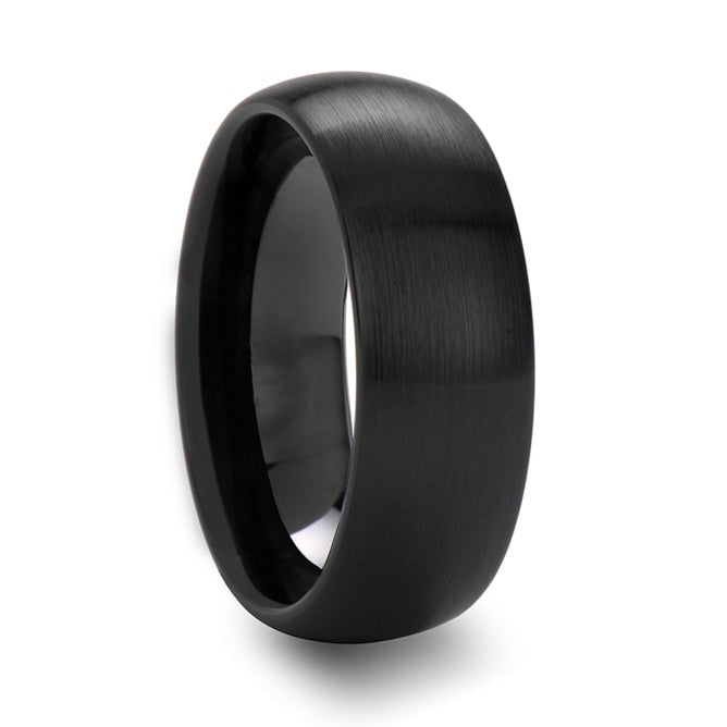 Matte Brushed Black Ceramic Wedding Band