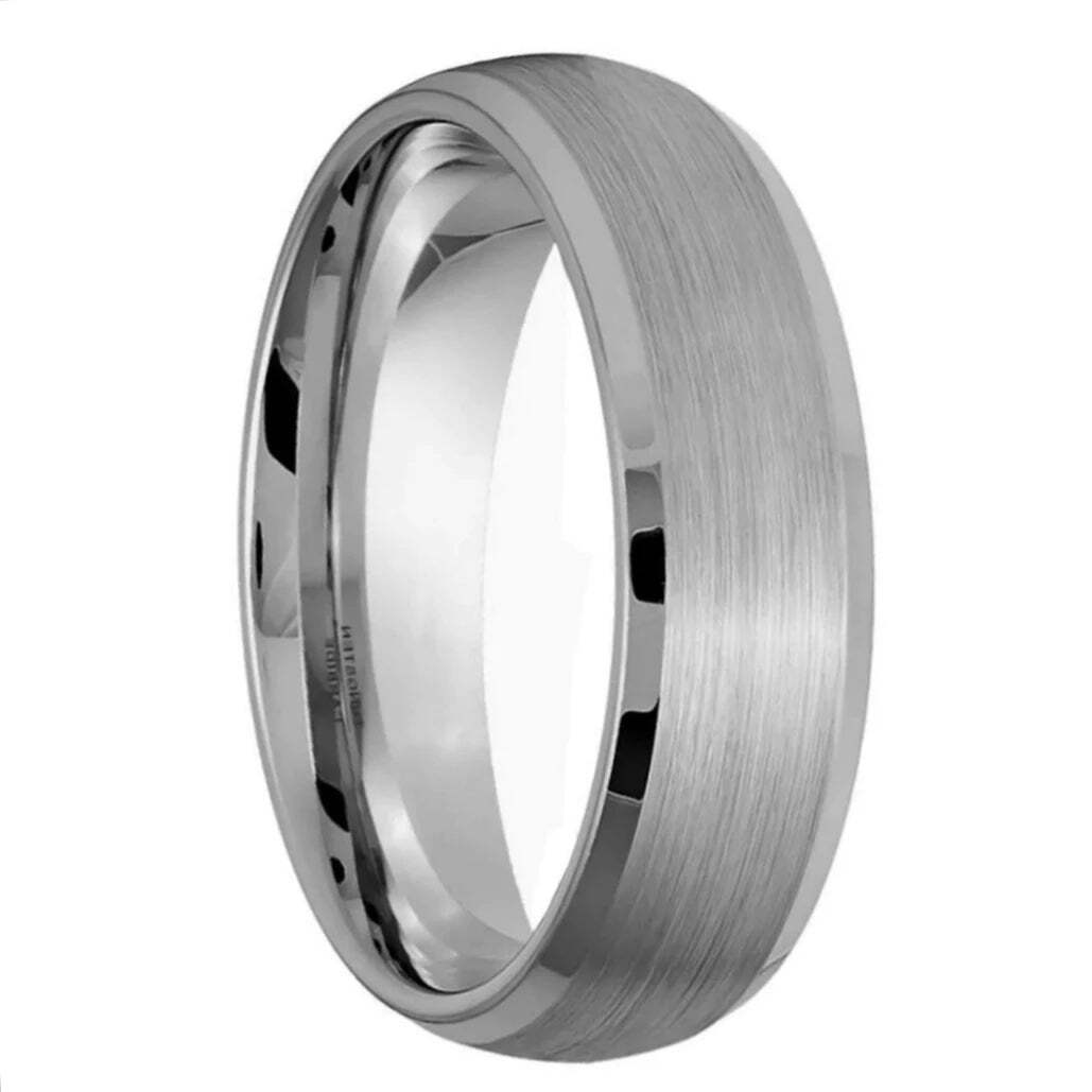 Alliance Homme Acier Effet Miroir | Bords Biseautés Gravure
