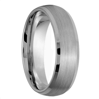 Domed Tungsten Men's Wedding Band with Brushed Finish