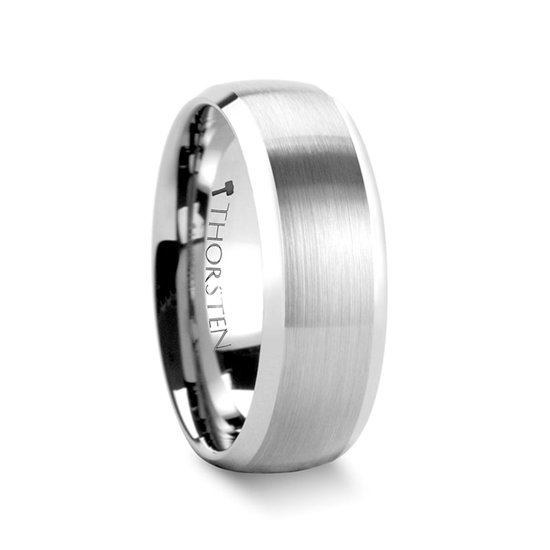 Domed Brushed Tungsten Men's Wedding Band