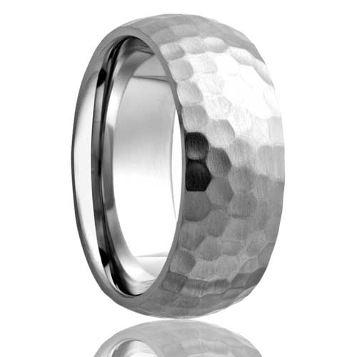 Domed Hammered Satin Finish Cobalt Wedding Band