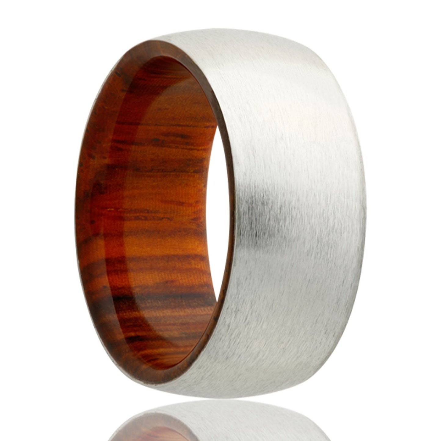 Domed Satin Cobalt Wedding Band with Cocobolo Wood