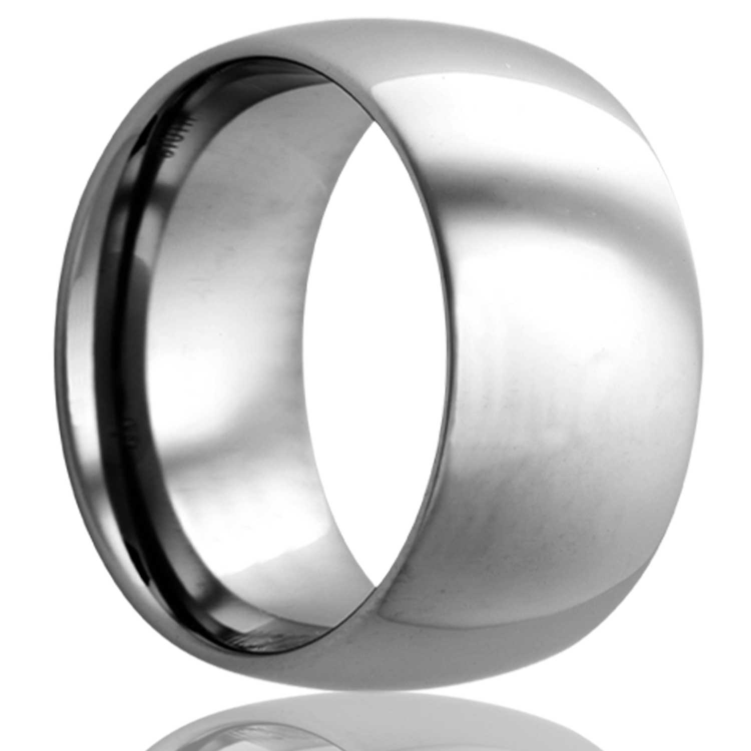 A domed tantalum wedding band displayed on a neutral white background.