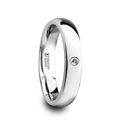 Domed Tungsten Men's Wedding Band with Diamond