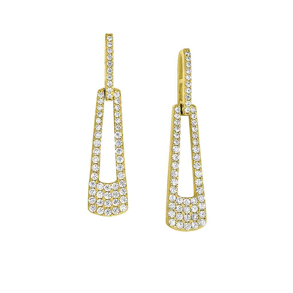 A door knocker earrings with simulated diamonds displayed on a neutral white background.