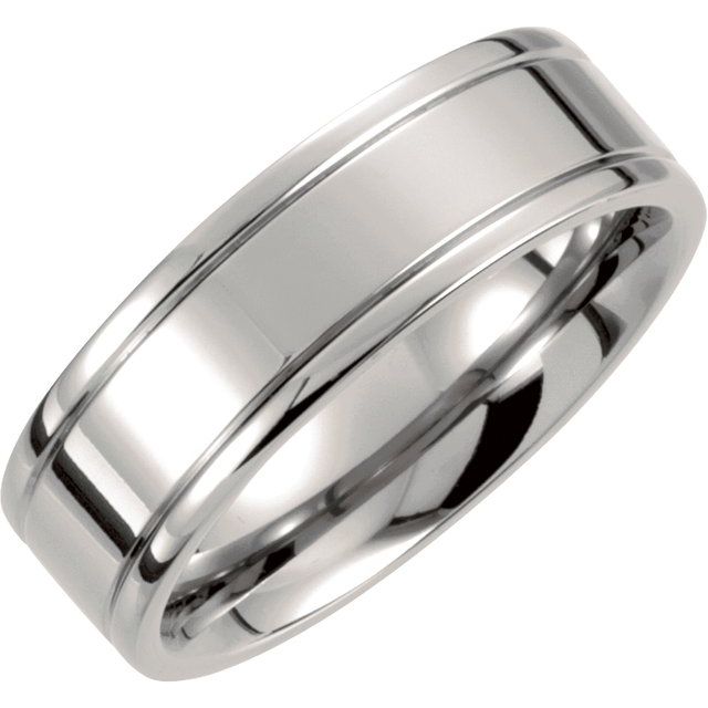 Double Grooved Titanium Men's Wedding Band