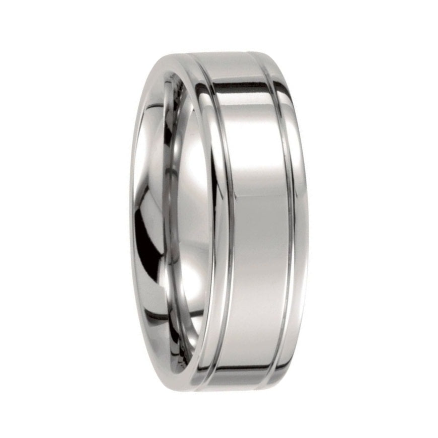 Double Grooved Titanium Men's Wedding Band