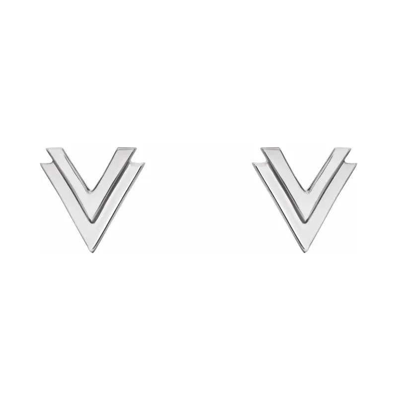 Double V Sterling Silver Earrings