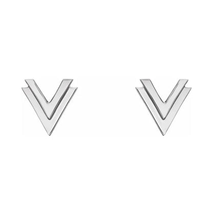 Double V Sterling Silver Earrings