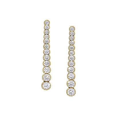 A drop earrings with simulated diamonds displayed on a neutral white background.