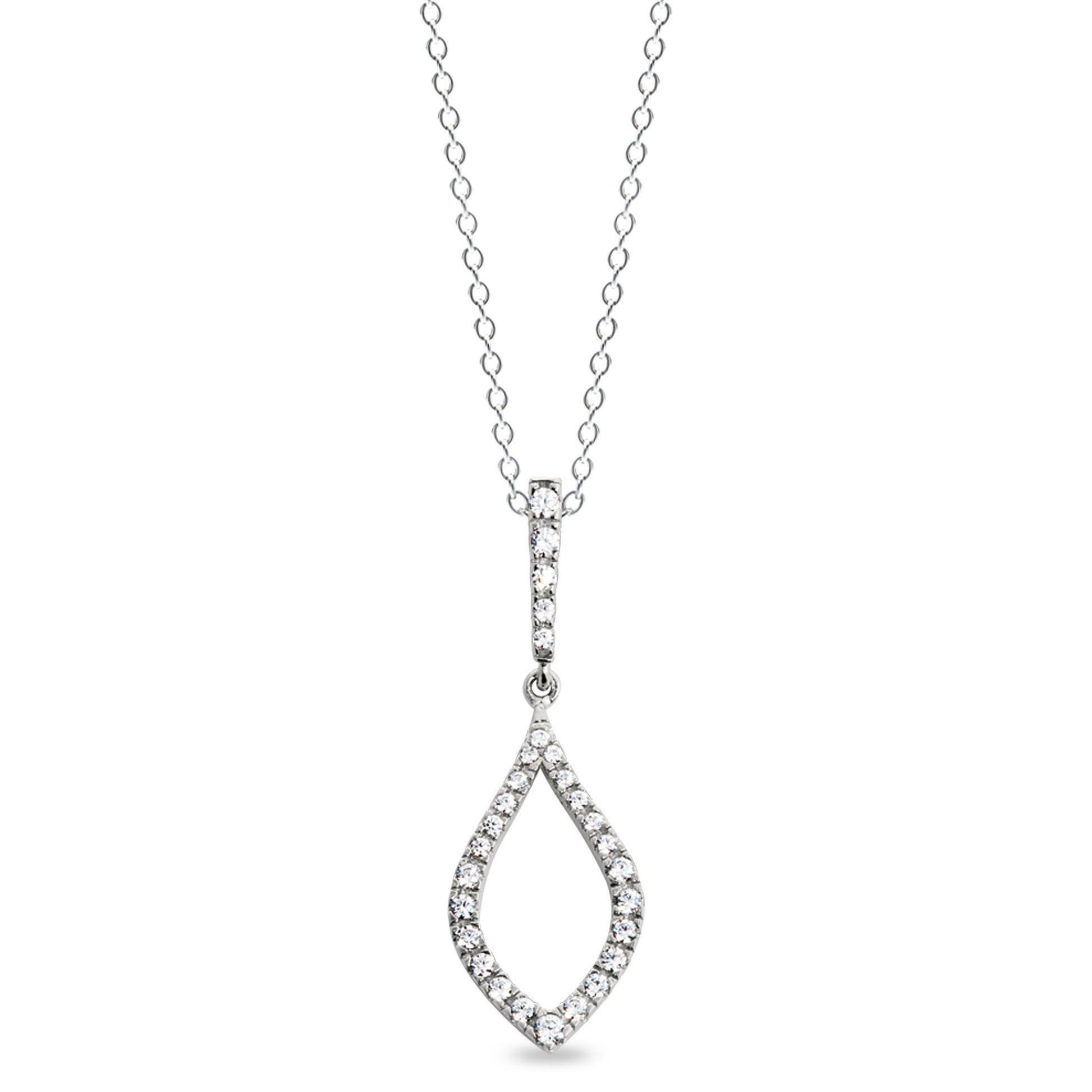 A drop pendant with simulated diamonds displayed on a neutral white background.