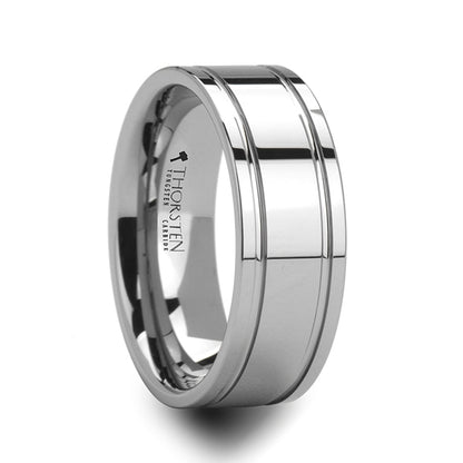 Dual Grooved Tungsten Wedding Band