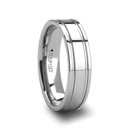 Dual Grooved Tungsten Wedding Band