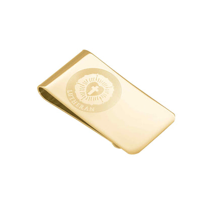 A emblem money clip displayed on a neutral white background.
