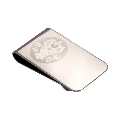 A emblem money clip displayed on a neutral white background.