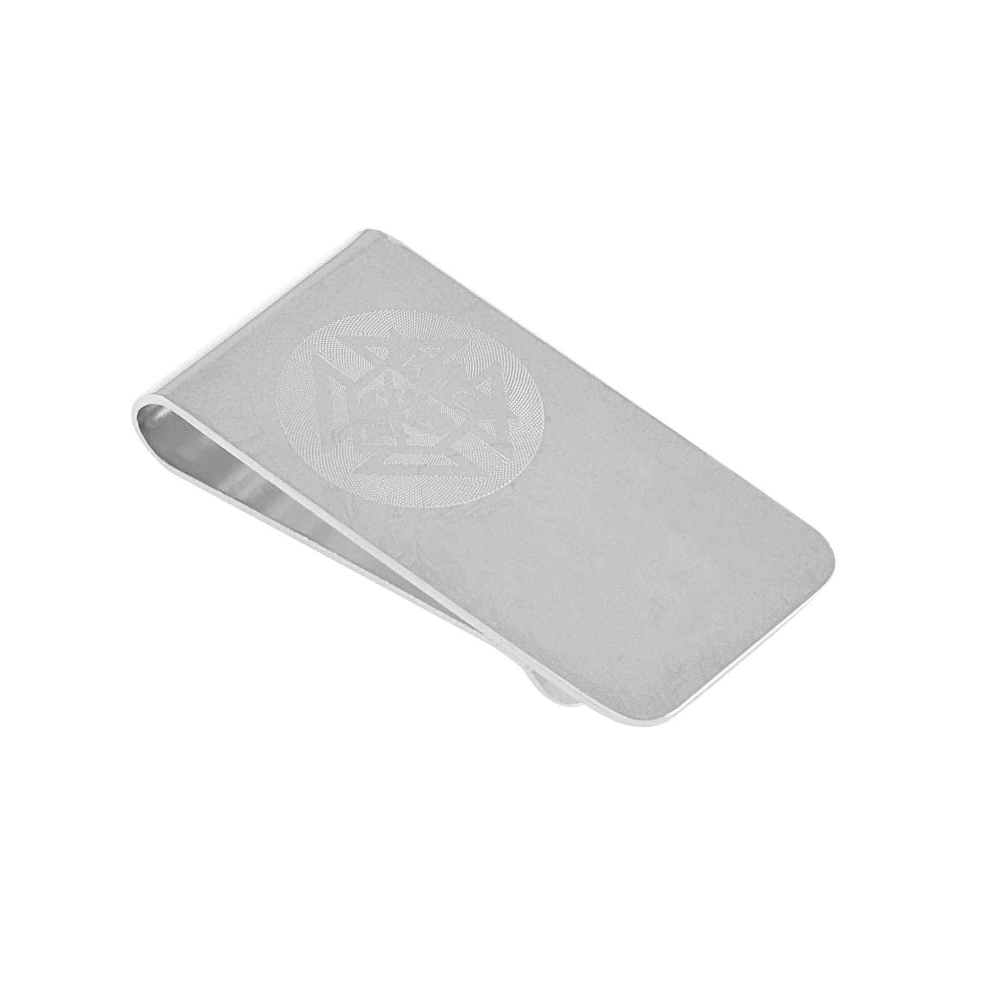 A emblem money clip displayed on a neutral white background.