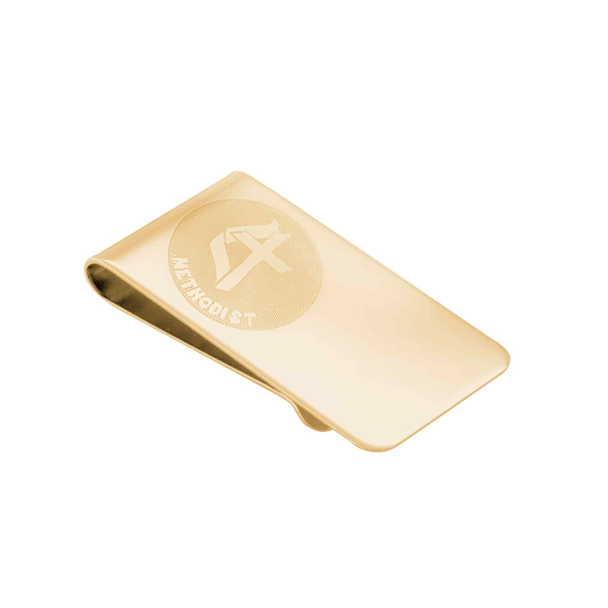 A emblem money clip displayed on a neutral white background.
