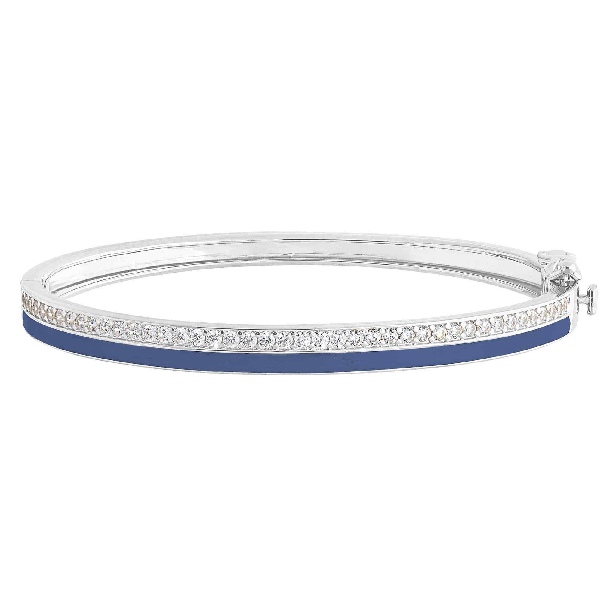 Pear-Shaped Lab-Created Blue Sapphire and Diamond Accent Bangle in Sterling  Silver | Zales