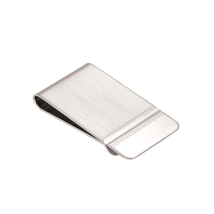 A engraved money clip displayed on a neutral white background.