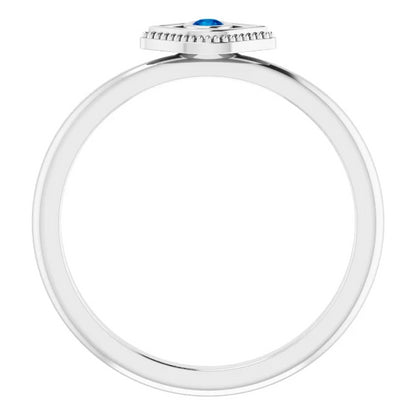 Evil Eye Blue Sapphire Women's Sterling Silver Ring