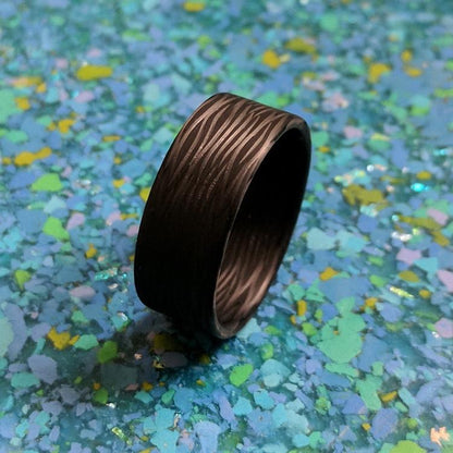 Extra Light Wave Patterned Carbon Fiber Men's Wedding Band