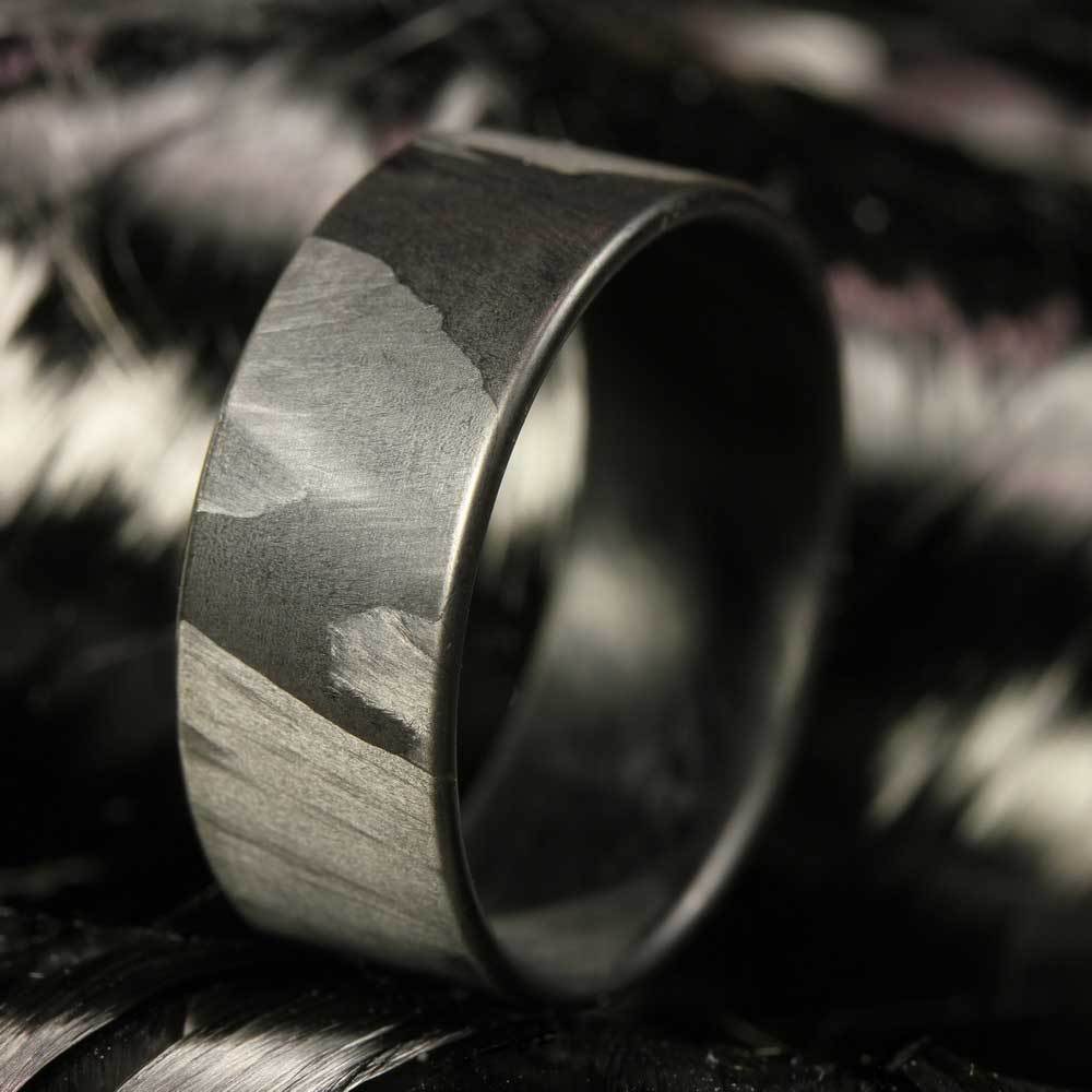 Buy Black and Rose Gold Stainless Steel Solid Carbon Fiber Inlaid Thin  Lines Band Ring Online - INOX Jewelry - Inox Jewelry India
