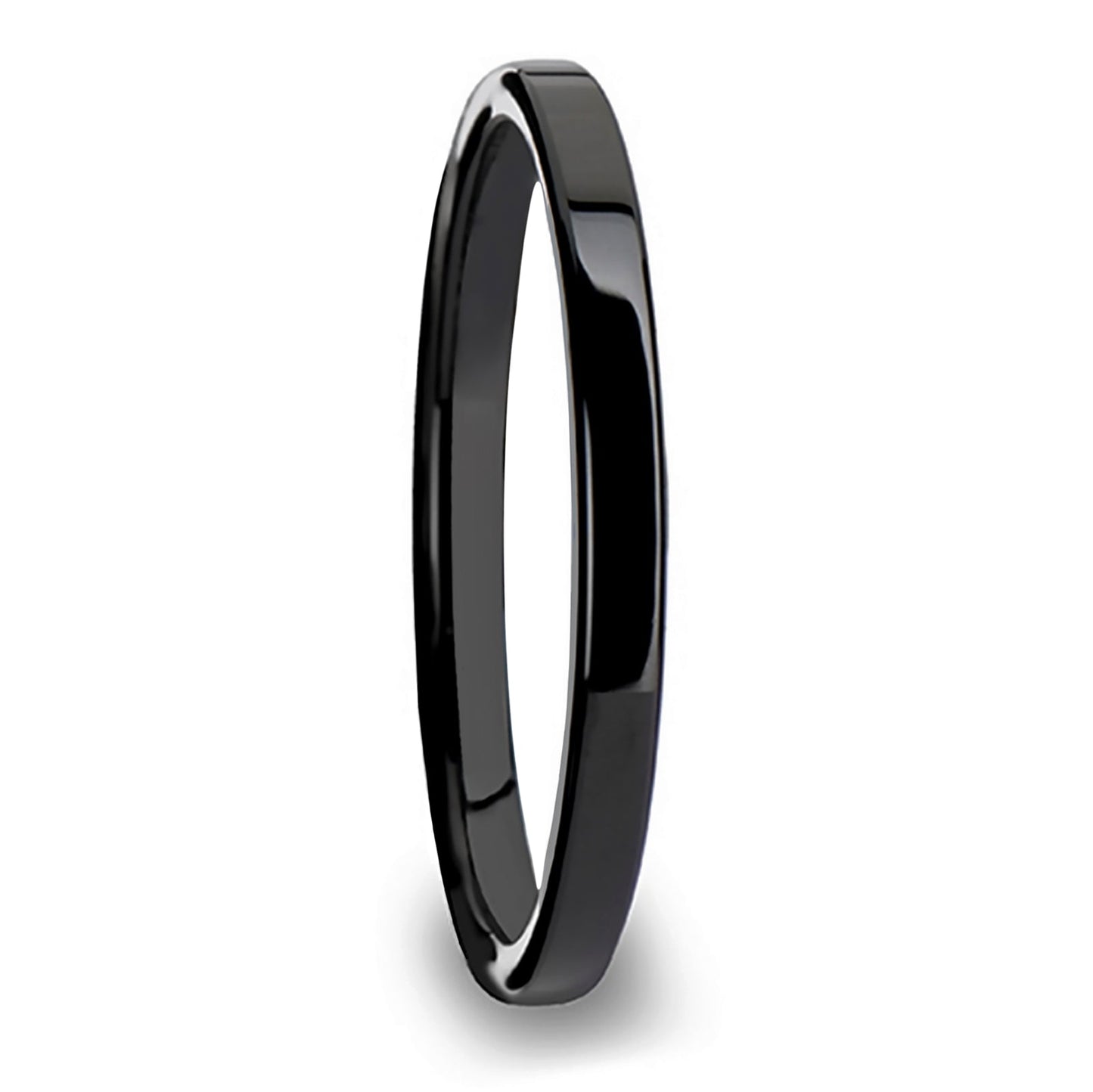 Extra-Thin Stackable Black Ceramic Women's Wedding Band
