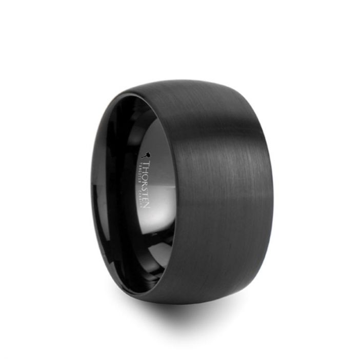 Extra-Wide Brushed Domed Black Tungsten Men's Wedding Band