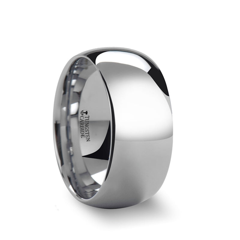Extra-Wide Domed White Tungsten Men's Wedding Band