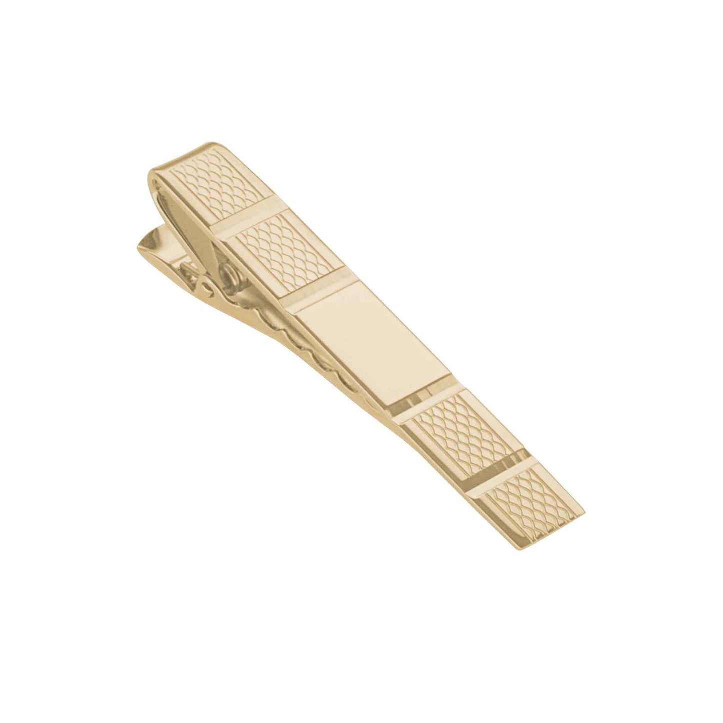 A facet cut tie bar displayed on a neutral white background.