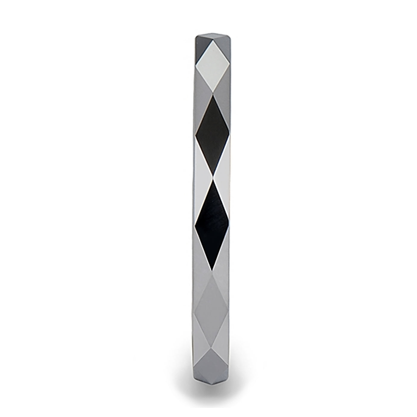 Faceted Women's Tungsten Extra-Thin Stackable Wedding Band
