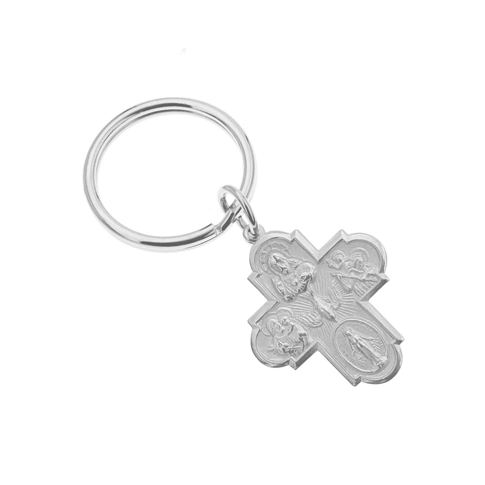 A five way cross key ring displayed on a neutral white background.