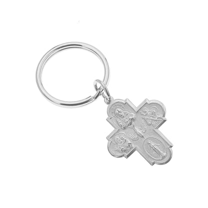 A five way cross key ring displayed on a neutral white background.