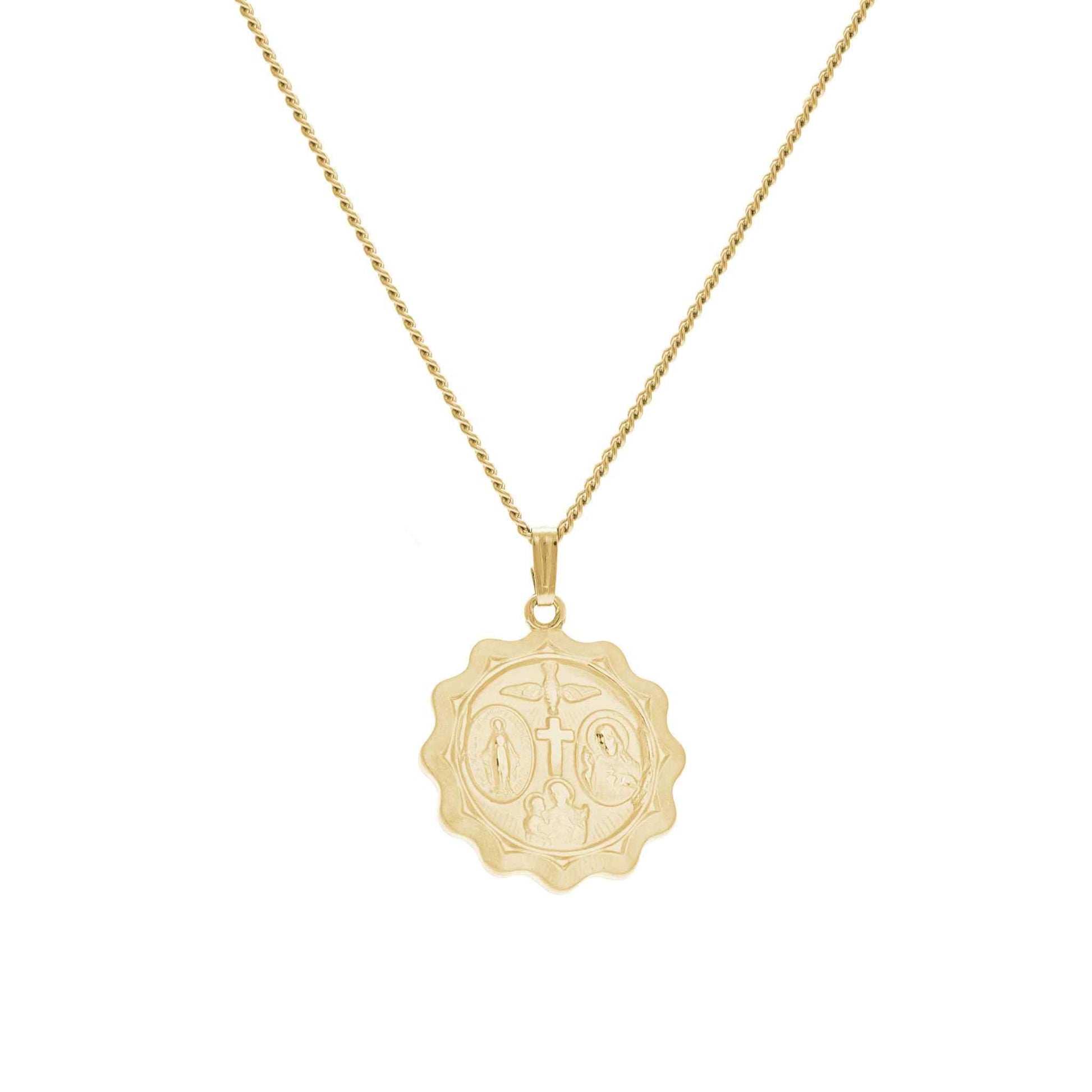 A five way medal displayed on a neutral white background.