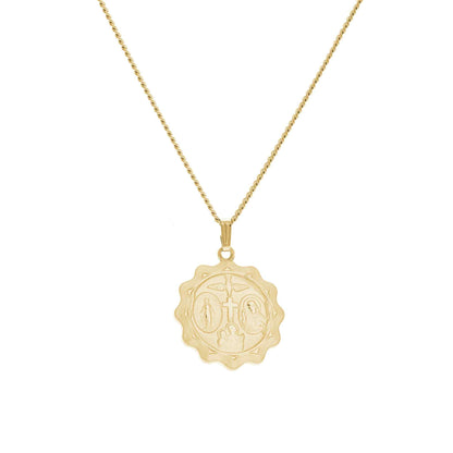 A five way medal displayed on a neutral white background.