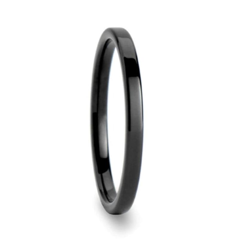 Flat Black Tungsten Women's Wedding Band