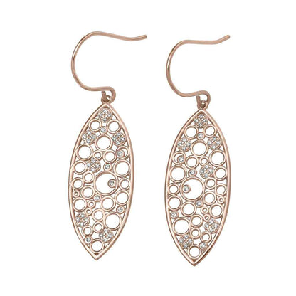 A floating circles earrings with simulated diamonds displayed on a neutral white background.