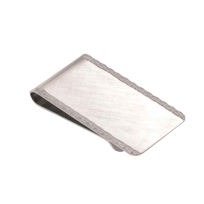 A florentine finish money clip displayed on a neutral white background.