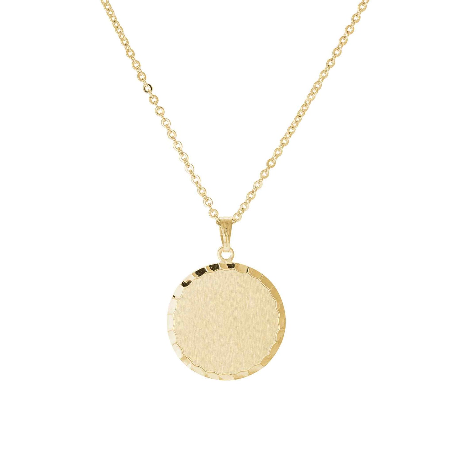 A florentine finish necklace with edge details displayed on a neutral white background.