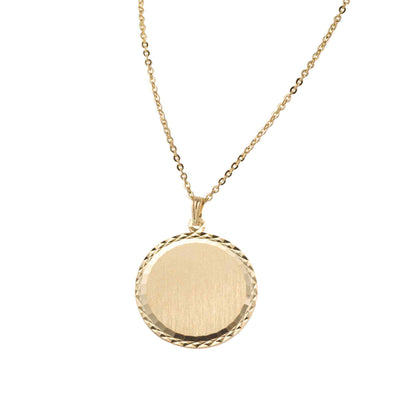 A florentine finish necklace with edge details displayed on a neutral white background.