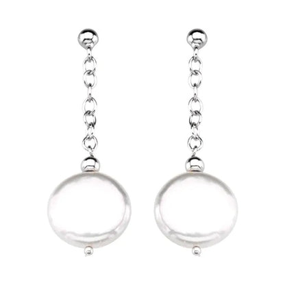 Freshwater Cultured Coin Pearl Sterling Silver Earrings